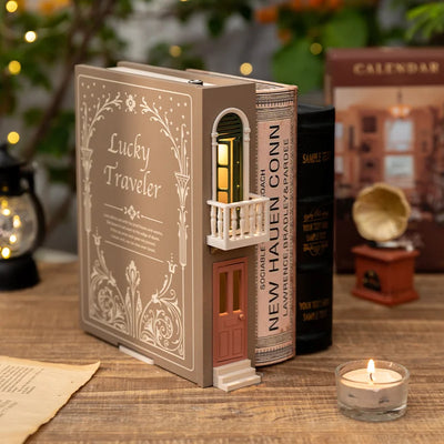 Fake Books Bookends With Led Light Book Holders Booknook Model Kit For Bookshelf Insert Miniature Ornament Decor Christmas Gifts