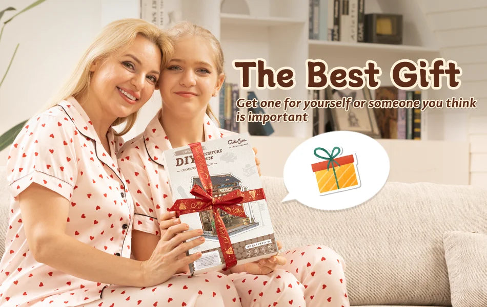 CUTEBEE DIY Book Nook Kit Miniature Dollhouse with Light Wooden Bookshelf Insert Retro Booknook Christmas Birthday Party Gift