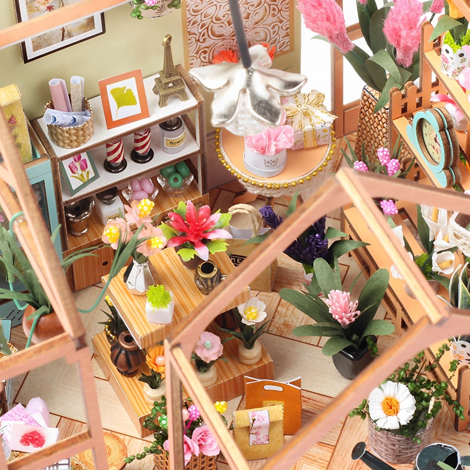 DIY Book Nook Miniatures Shelf Mini Doll House Kit LED Glowing Book Nook Dollhouse Wooden Bookshelf Home Decoration NewYear Gift