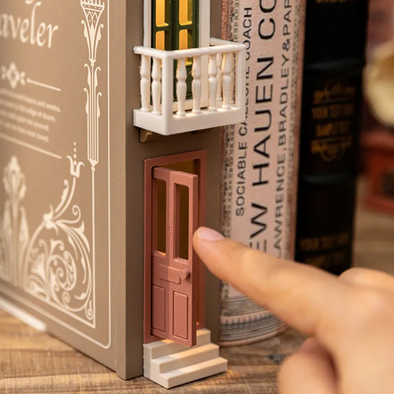 Booknook Creative Book Holders Fake Books Bookends Model Kit With LED Light For Bookshelf Insert Decor Miniature Ornament Gift