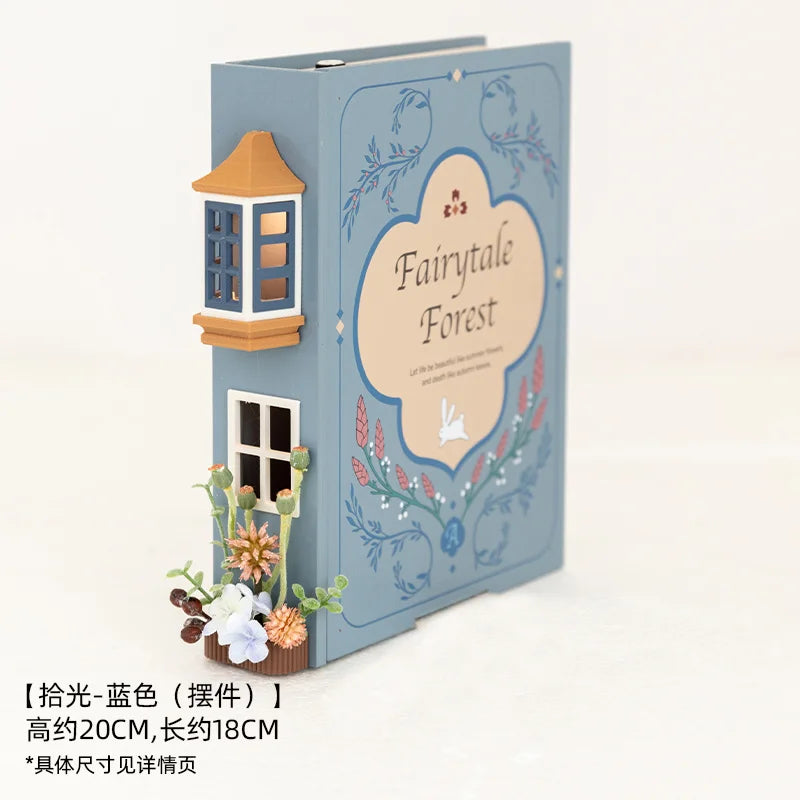 Booknook Creative Book Holders Fake Books Bookends Model Kit With LED Light For Bookshelf Insert Decor Miniature Ornament Gift