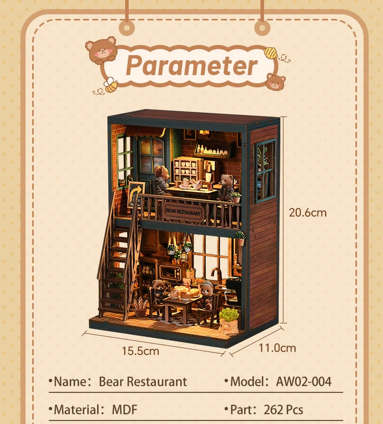 Book Nook Kit DIY Doll House With LED Light Bookshelf Insert Wooden Mini Dollhouse Furniture Light Kit For Birthday Family Gift