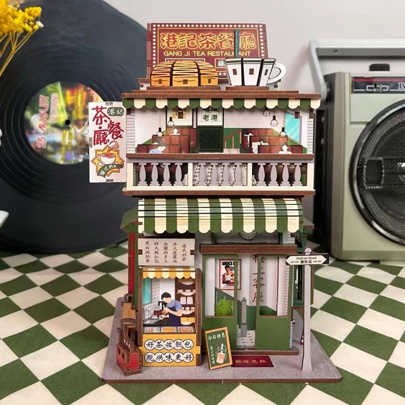 DIY Book Nook Shelf Insert Kits Wooden Miniature Model Kit Cyberrpunk Bookend Assembled Bookshelf Home Decor Christmas Gifts