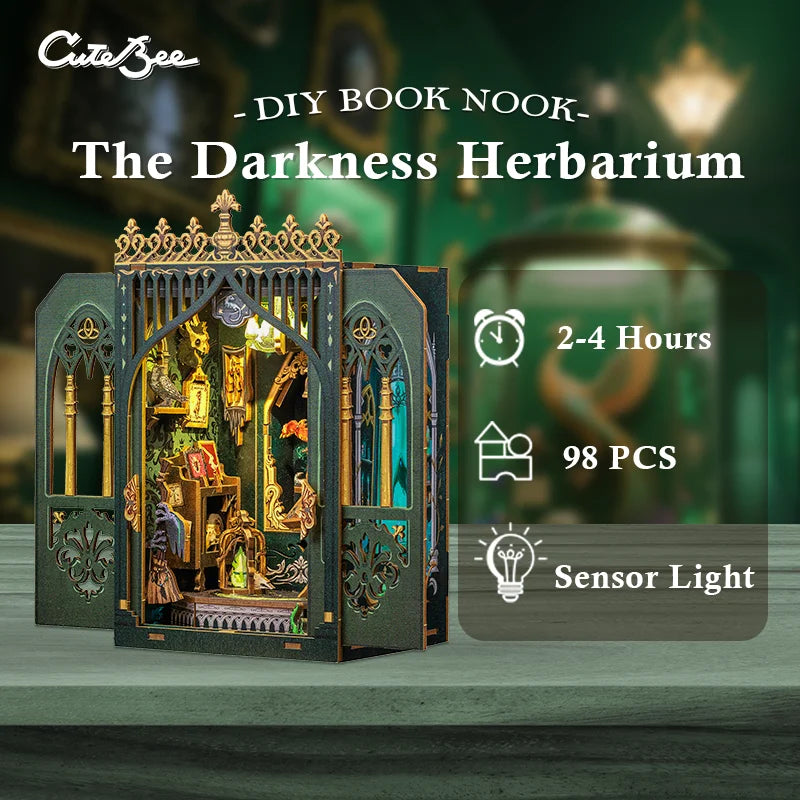 CUTEBEE DIY Book Nook Kit Miniature Dollhouse with Light Magic Bookshelf Insert Booknook Home Decoration for Craft Birthday Gift