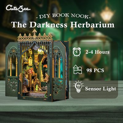 CUTEBEE DIY Book Nook Kit Miniature Dollhouse with Light Magic Bookshelf Insert Booknook Home Decoration for Craft Birthday Gift