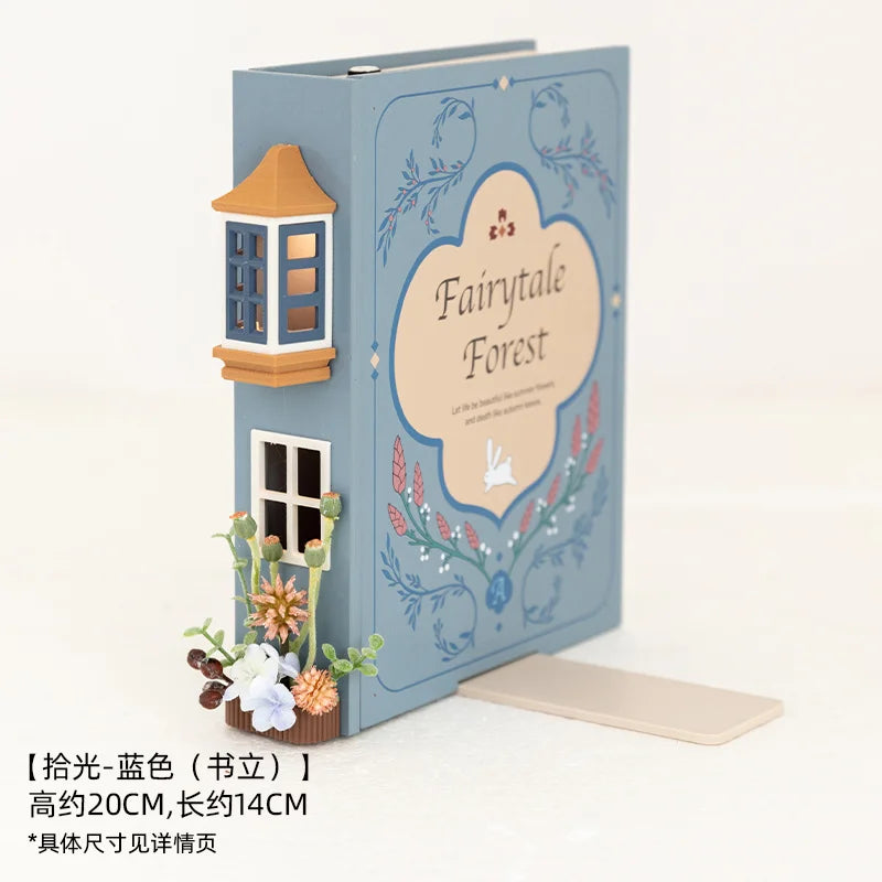Booknook Creative Book Holders Fake Books Bookends Model Kit With LED Light For Bookshelf Insert Decor Miniature Ornament Gift