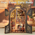 CUTEBEE DIY Book Nook Kit Miniature Wooden Dollhouse with Lights Bookshelf Insert 3D Puzzle Decor Model for Gifts Owl Bookstore