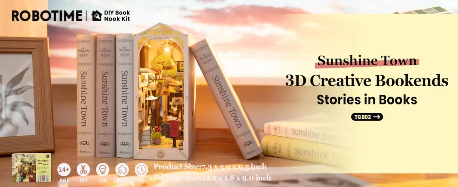 Robotime Rolife DIY Book Nook Wooden Miniature Doll House for Bookshelf Insert Furniture