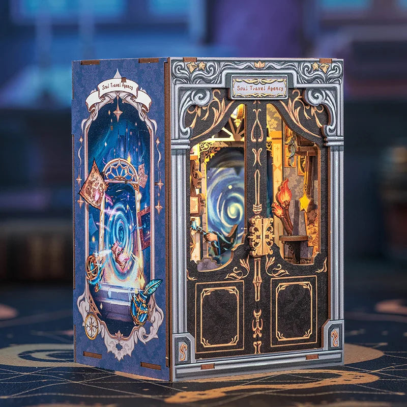 CUTEBEE DIY Book Nook Kit Miniature Dollhouse with Light Magic Bookshelf Insert Booknook Home Decoration for Craft Birthday Gift