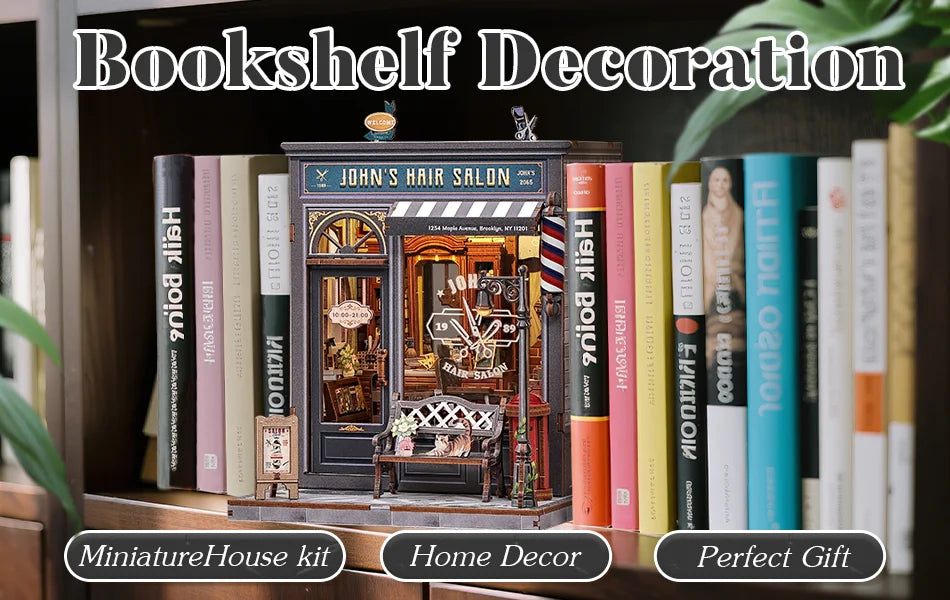 CUTEBEE Book Nook DIY Building Kit with Laser-Cut Precision Pieces 3D Wooden Puzzle  Collectible Desk Home Decor for Gift Idea