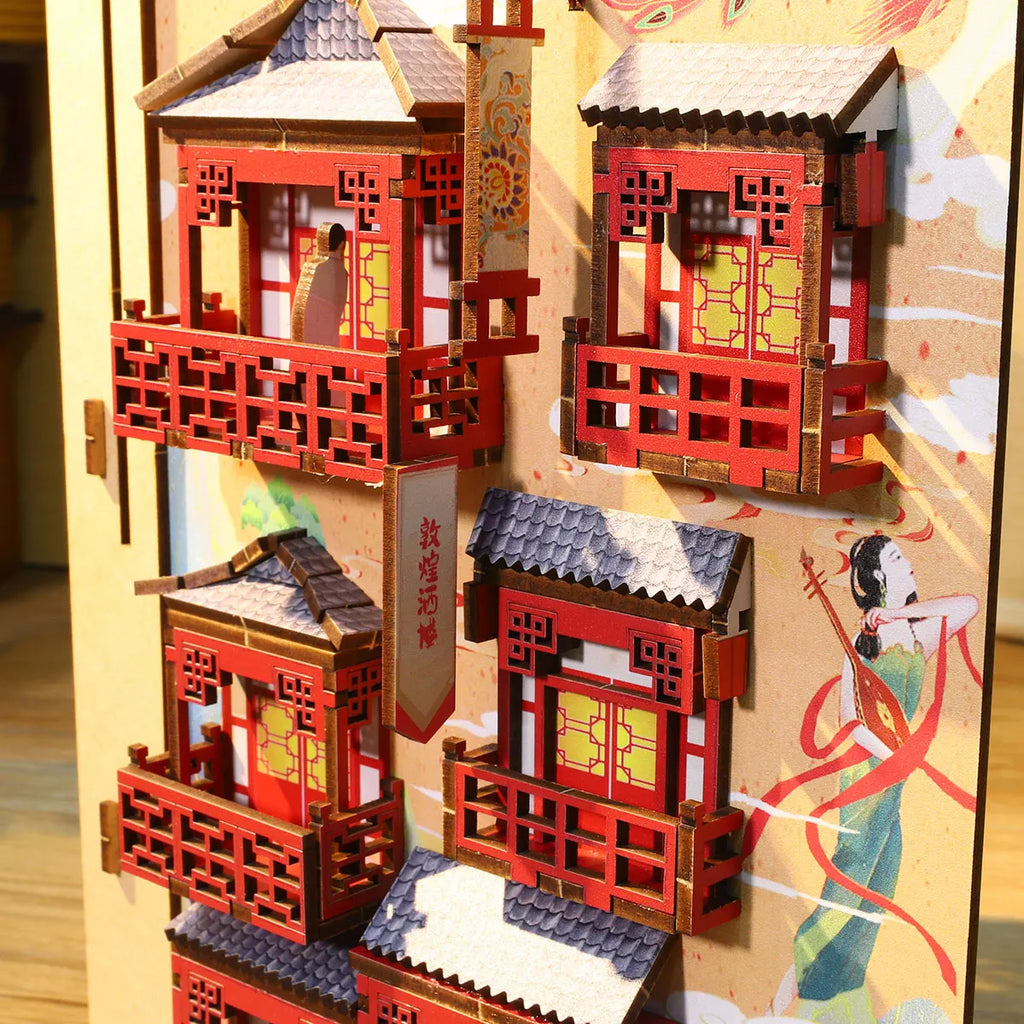 DIY Wooden Book Nook 3D Puzzle Miniature Doll House Kit With Touch Light World Bookshelf Assembly Bookend Eternal Bookstore 2023