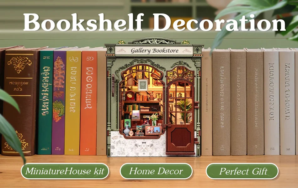 CUTEBEE Book Nook DIY Building Kit with Laser-Cut Precision Pieces 3D Wooden Puzzle  Collectible Desk Home Decor for Gift Idea