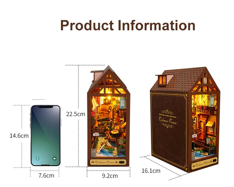 New Book Nook Japanese City Alley Model Building Bookend Bookshelf Insert Bookcase DIY Assemble Toys Child Girl Adult Gift Casa