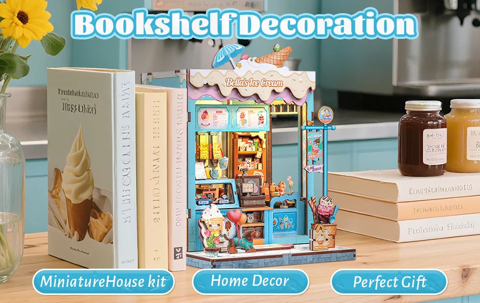CUTEBEE Book Nook DIY Building Kit with Laser-Cut Precision Pieces 3D Wooden Puzzle  Collectible Desk Home Decor for Gift Idea