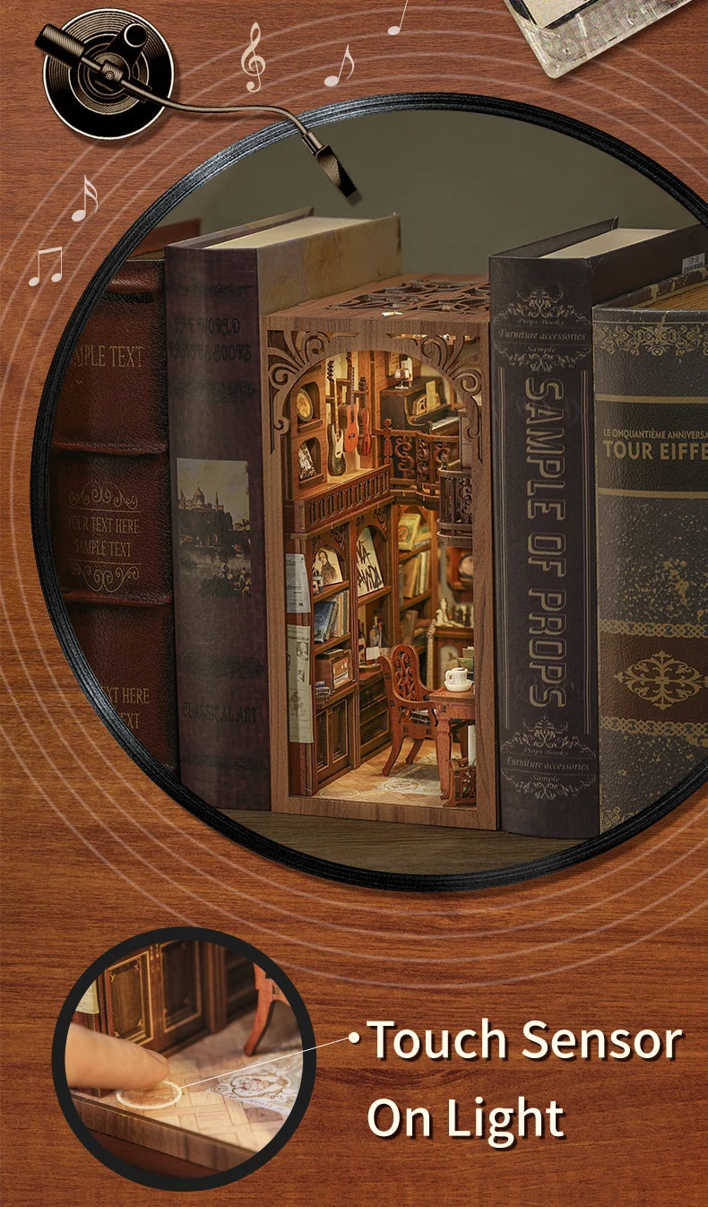 CUTEBEE DIY Book Nook Kit Dollhouse Book Nook Magic Pharmacist  Miniature Touch Lights with Furniture for Birthday Gift