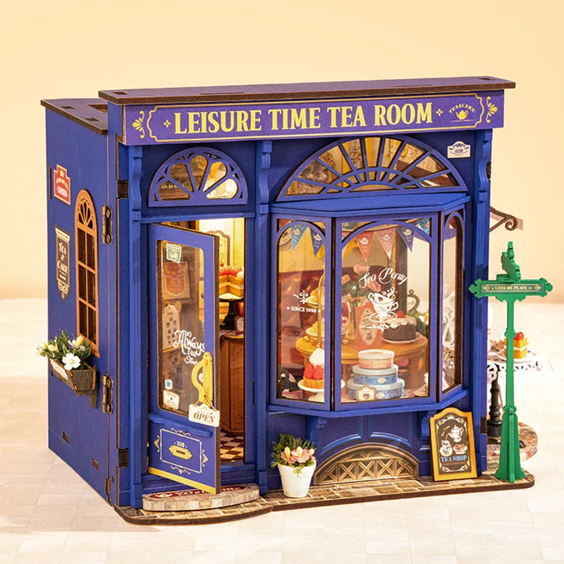 Robotime Rolife DIY Miniature Dollhouse Kit Leisure Time Tea RoomCrafts Hobbies Amazing Gift for Women Children DG171 | BookNook Store