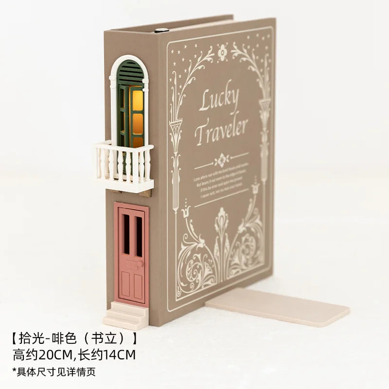 Booknook Creative Book Holders Fake Books Bookends Model Kit With LED Light For Bookshelf Insert Decor Miniature Ornament Gift