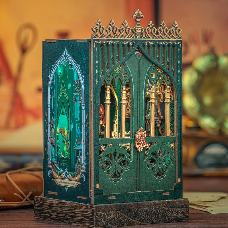 CUTEBEE DIY Book Nook Kit Miniature Dollhouse with Light Magic Bookshelf Insert Booknook Home Decoration for Craft Birthday Gift