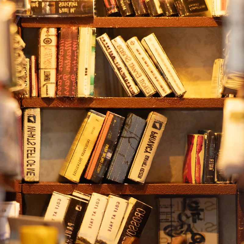 Book Nook Kit DIY Mini 3D Wooden Puzzle Handmade Bookshelf Dollhouse Model Bookend Building Home Decoration Toy Christmas Gifts