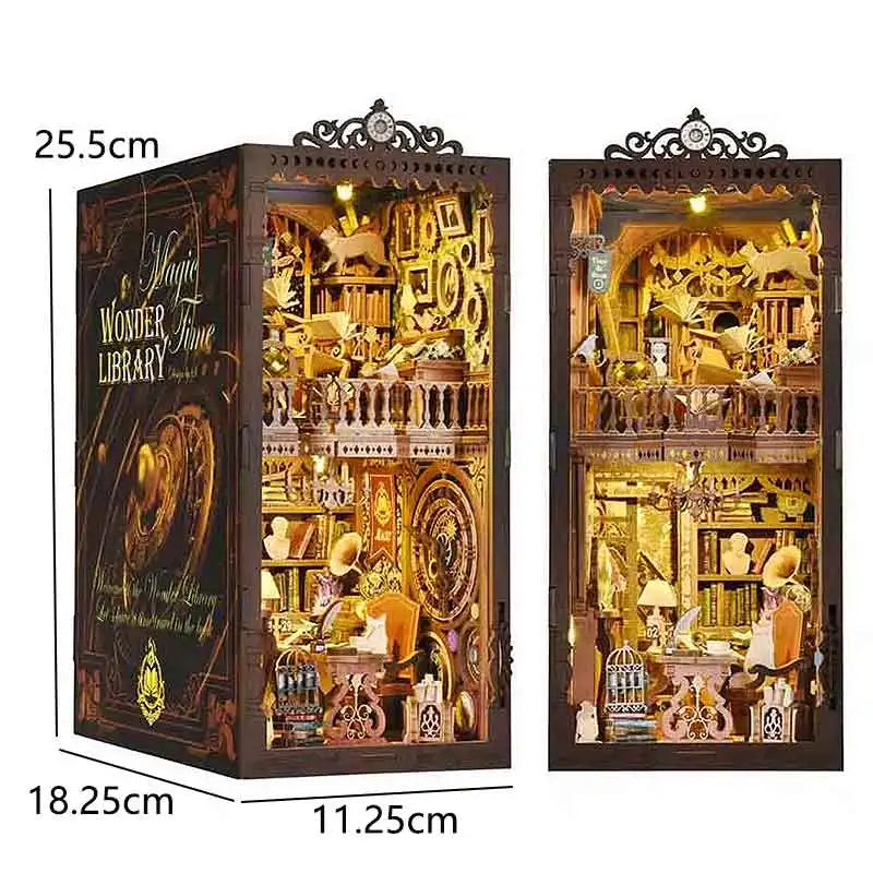 DIY Book Nook Kit Wooden Doll House 3D Puzzle Bookshelf Dollhouse Model Booknook Building Home Decoration For Christmas Gift