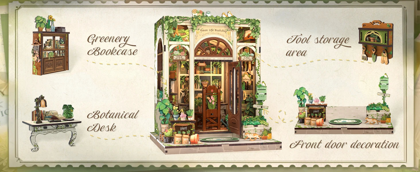 CUTEBEE Book Nook DIY Building Kit with Laser-Cut Precision Pieces 3D Wooden Puzzle  Collectible Desk Home Decor for Gift Idea