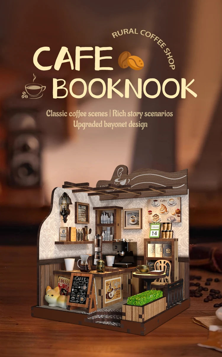 Booknook Coffee House DIY Miniature House Elegant Casual Design Cafe Atmosphere   Assembly Model For Birthday Gifts Home Decor