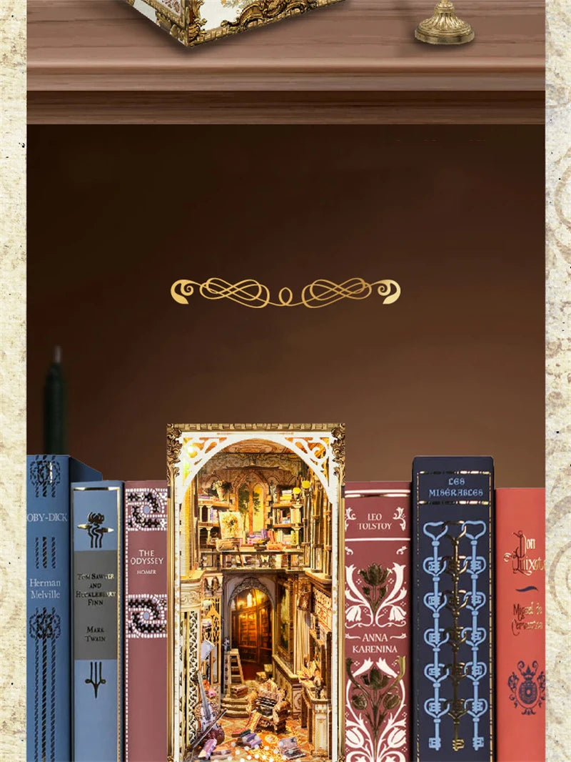 NEW DIY Book Nook Insert Shelf Kits Wooden Miniature Model Kit Baroque Dreams Bookend Assembled Bookshelf Home Decor Girls Gifts