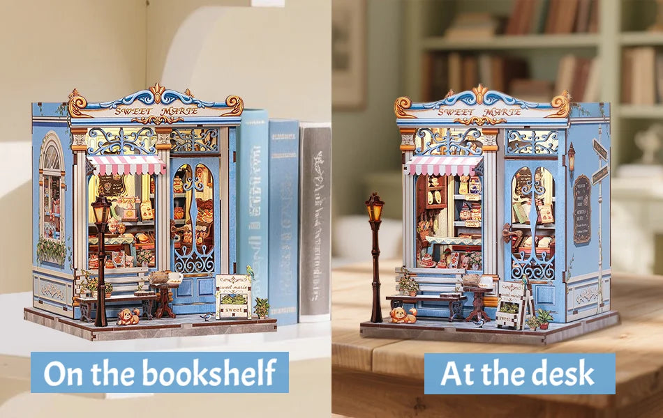 CUTEBEE Book Nook DIY Building Kit with Laser-Cut Precision Pieces 3D Wooden Puzzle  Collectible Desk Home Decor for Gift Idea