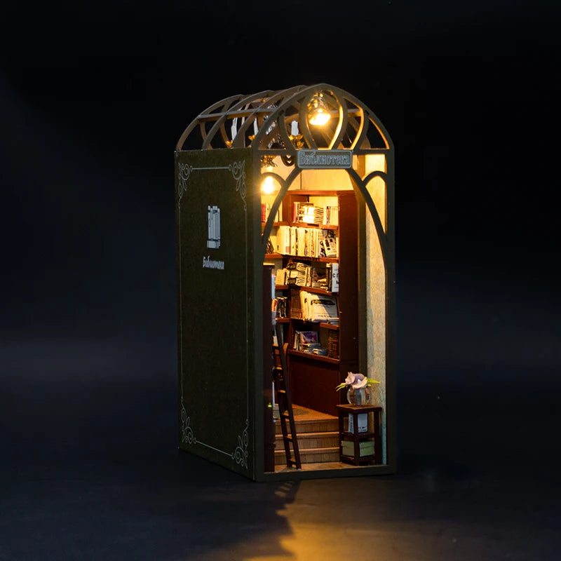 Book Nook Kit DIY Mini 3D Wooden Puzzle Handmade Bookshelf Dollhouse Model Bookend Building Home Decoration Toy Christmas Gifts