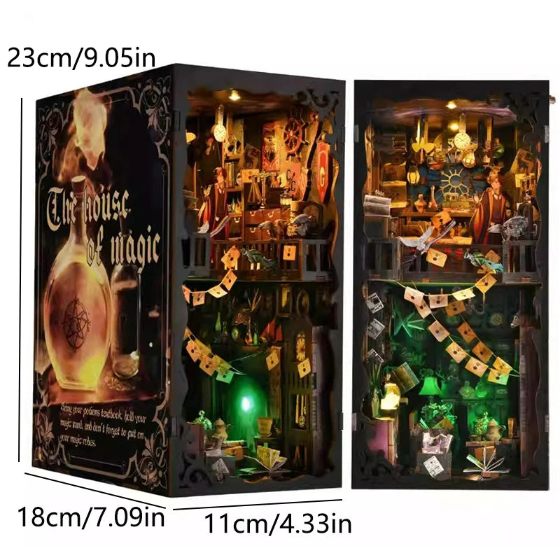DIY Book Nook Kit Wooden Doll House 3D Puzzle Bookshelf Dollhouse Model Booknook Building Home Decoration For Christmas Gift
