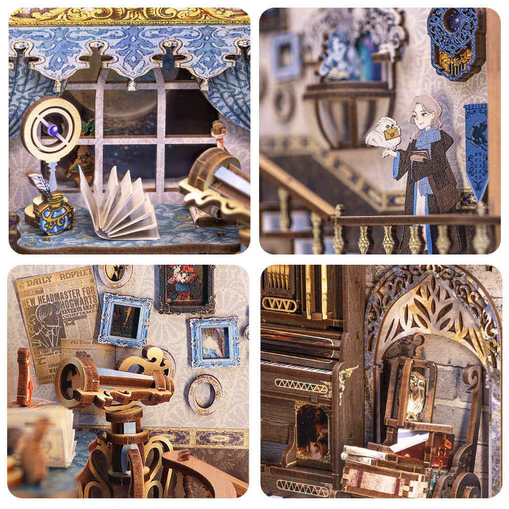 Cutebee DIY Book Nook Kit 3D Wooden Dollhouse Bookshelf Insert Decor Alley Miniature House with Dustproof LED Light Booknook