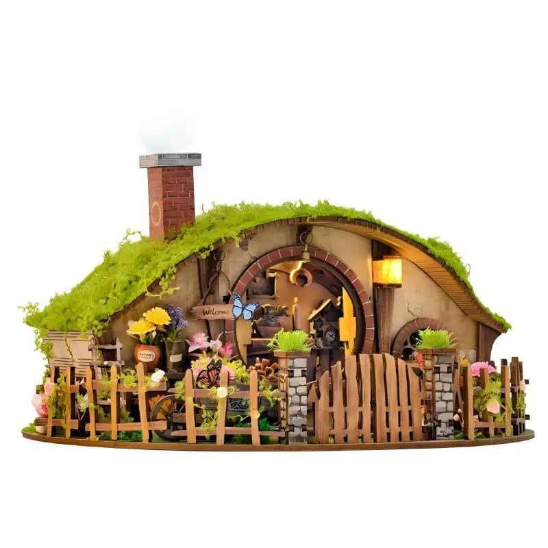 Retro DIY Wooden Magic Ring House Miniature Kits With LED Lights Adult Craft Model Building Home Desk Decoration Creative Gift | BookNook Store