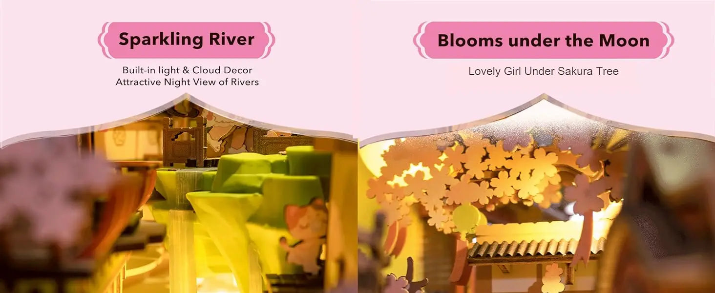 Robotime Rolife DIY Book Nook Wooden Miniature Doll House for Bookshelf Insert Furniture