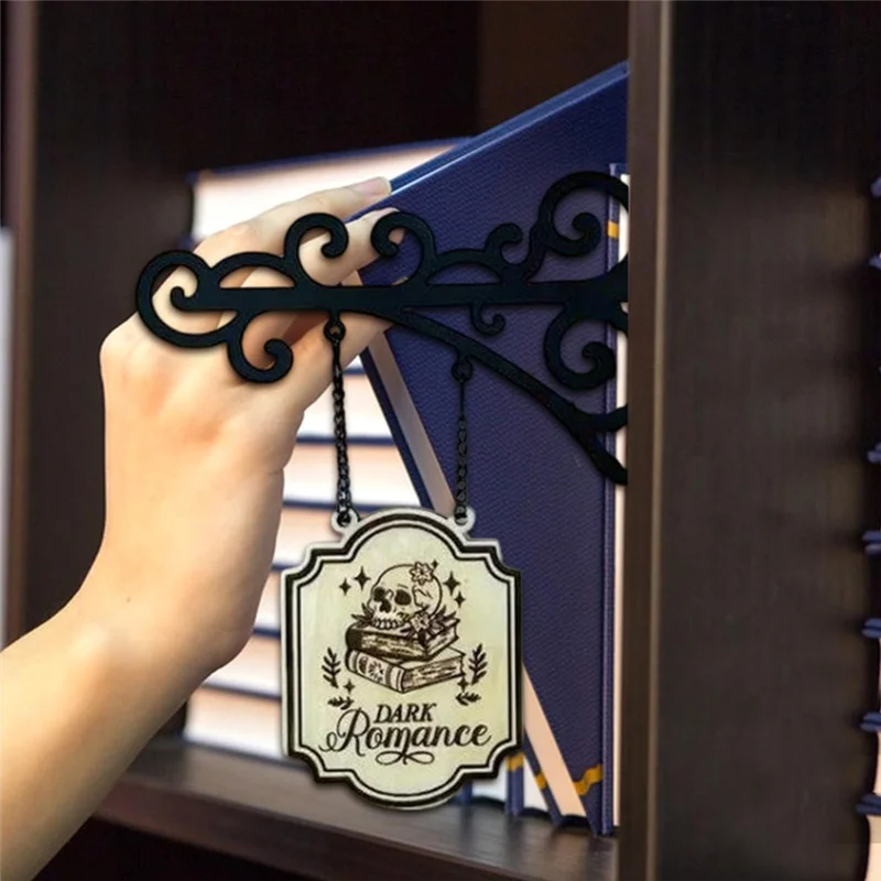 Book Nook Tavern Signs Library Shelf Divider Creative Bookstore Decor Vintage Metal Bookmarks for Reading Corner Library