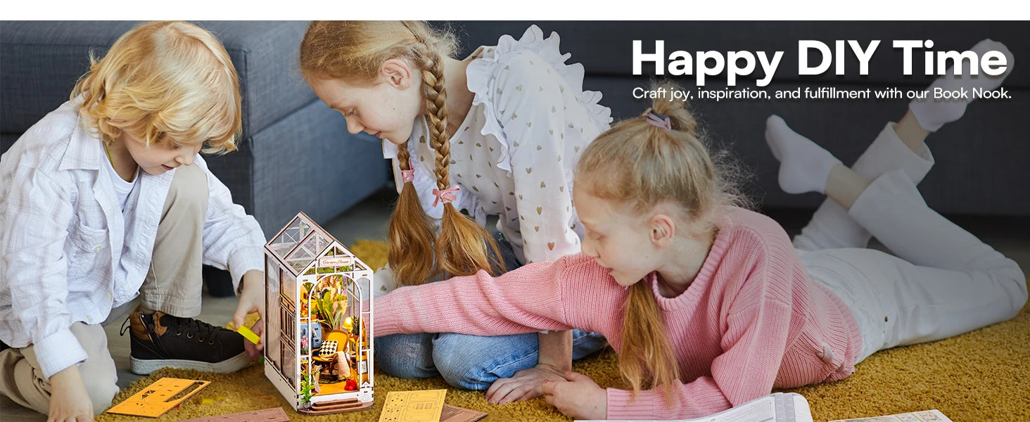 Robotime Rolife DIY Book Nook Wooden Miniature Doll House for Bookshelf Insert Furniture