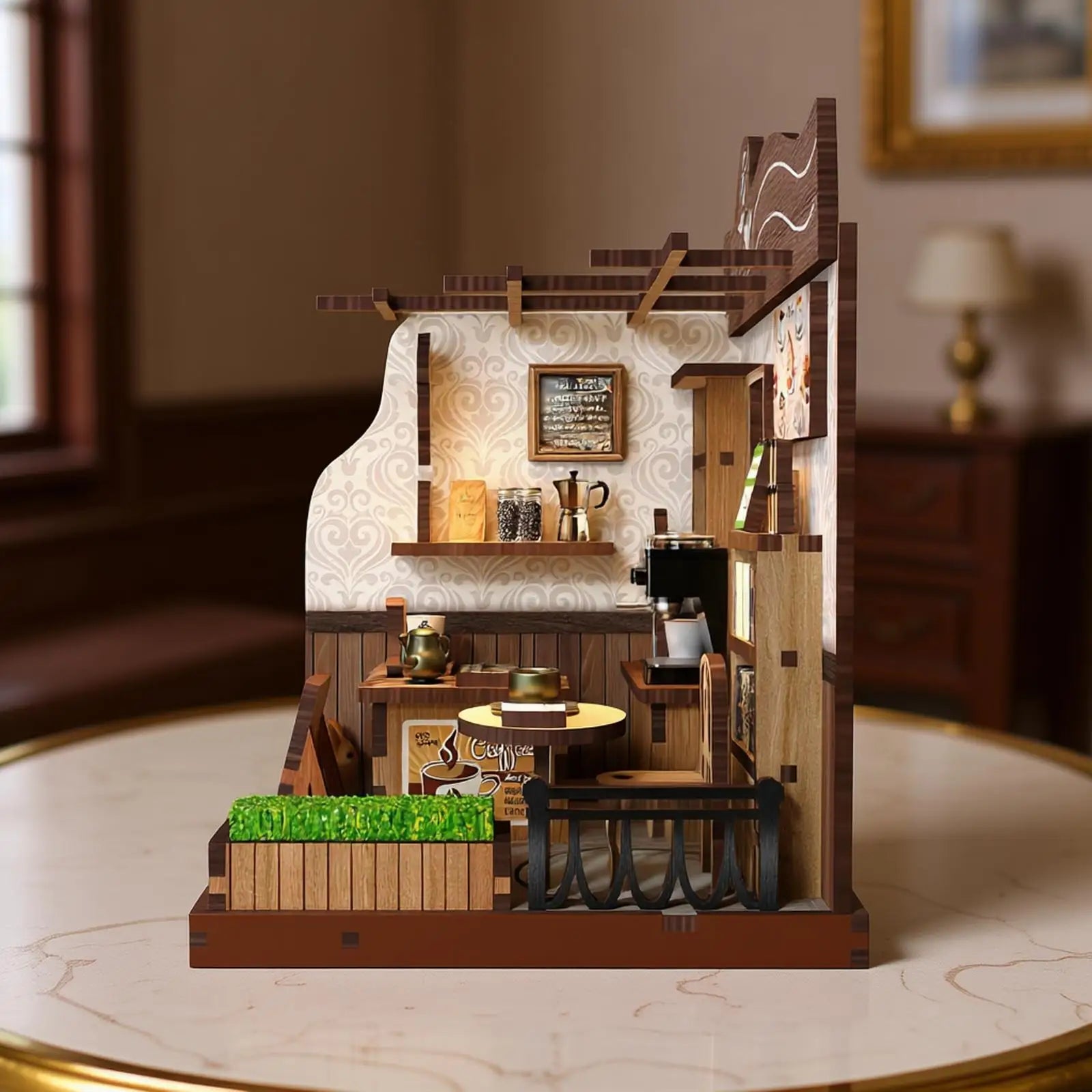 Booknook Coffee House DIY Miniature House Elegant Casual Design Cafe Atmosphere   Assembly Model For Birthday Gifts Home Decor