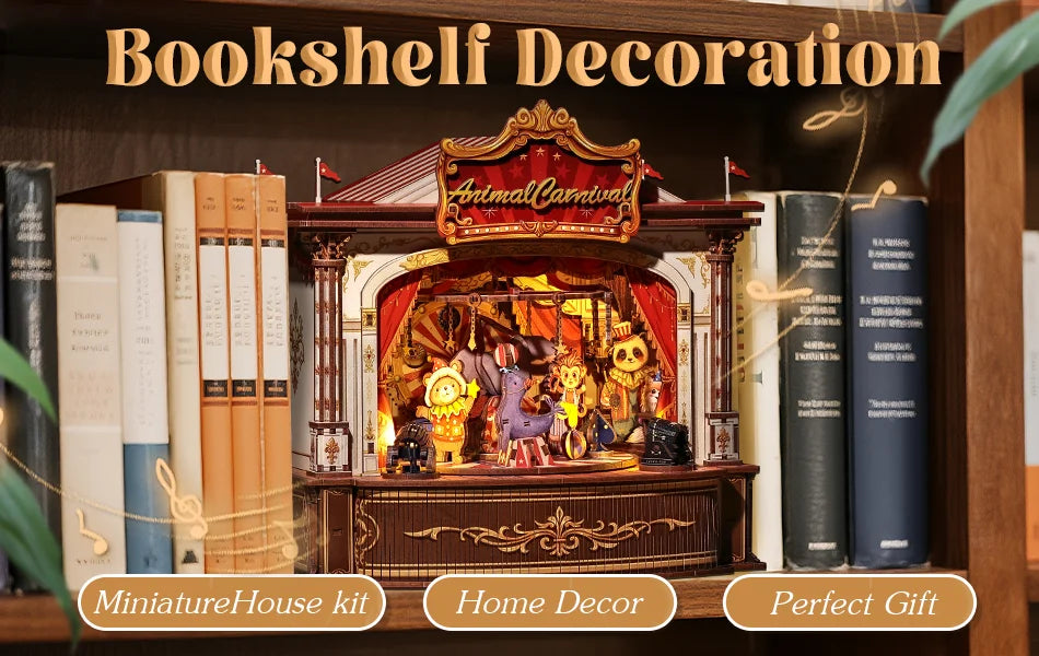 CUTEBEE Book Nook DIY Building Kit with Laser-Cut Precision Pieces 3D Wooden Puzzle  Collectible Desk Home Decor for Gift Idea