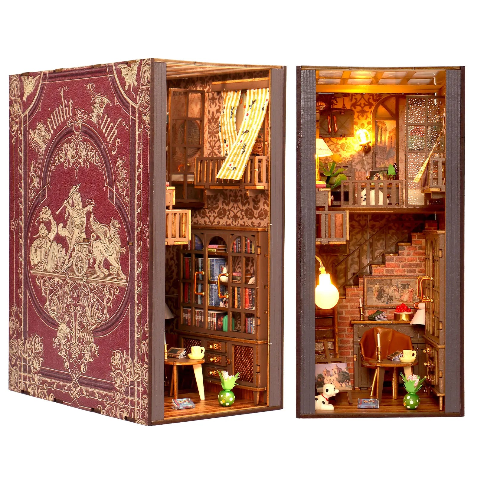 DIY Wooden Book Nook 3D Puzzle Miniature Doll House Kit With Touch Light World Bookshelf Assembly Bookend Eternal Bookstore 2023
