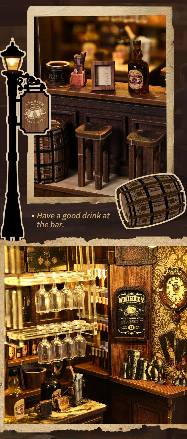 Book Nook Kit DIY Doll House With LED Light Bookshelf Insert Wooden Mini Dollhouse Furniture Light Kit For Birthday Family Gift