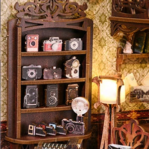 ATUBAN Book Nook Kit, DIY Dollhouse Booknook Bookshelf Insert 3D Wooden Puzzle Bookend for Book/Room Decor,Miniature Model House