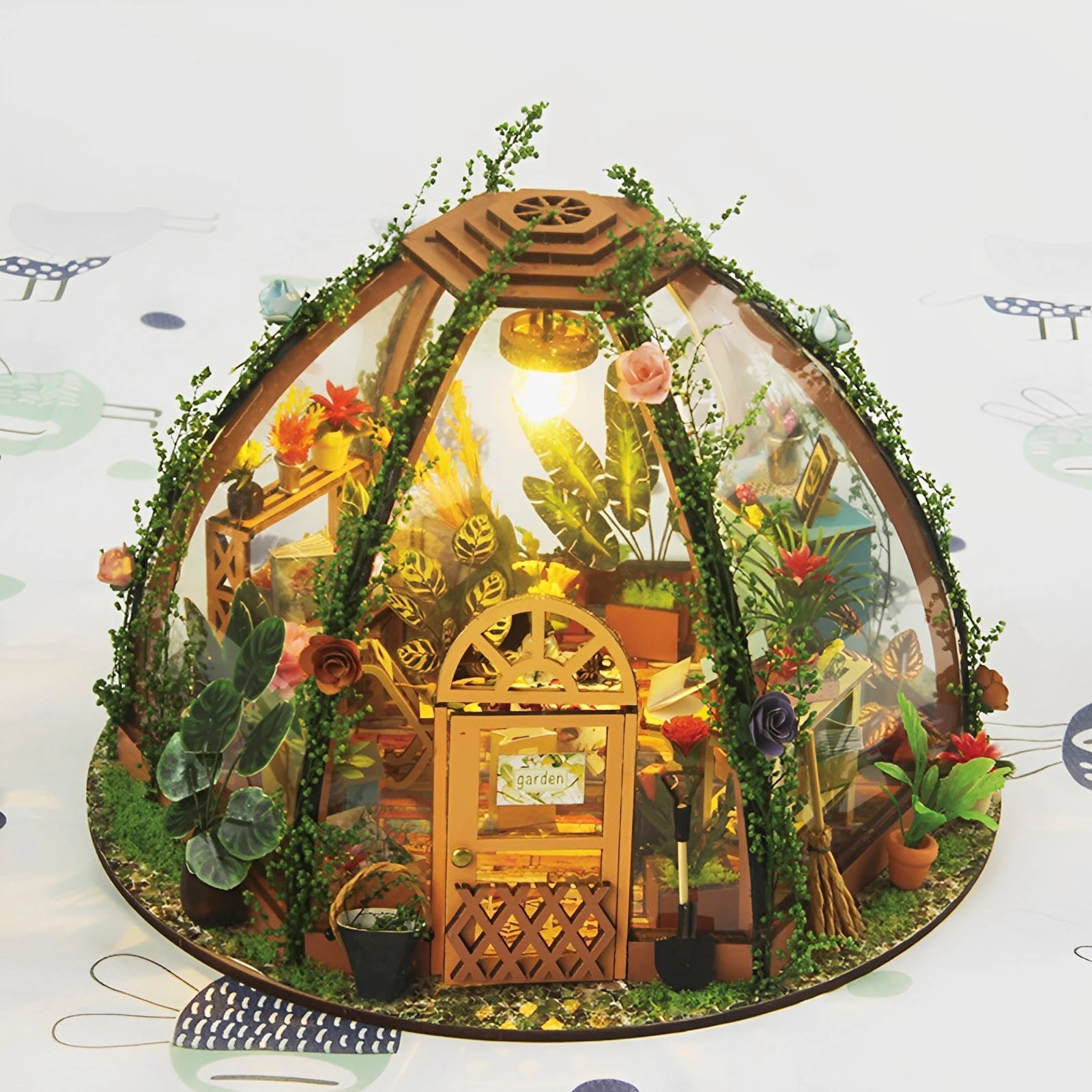 DIY Book Nook Miniatures Shelf Mini Doll House Kit LED Glowing Book Nook Dollhouse Wooden Bookshelf Home Decoration NewYear Gift