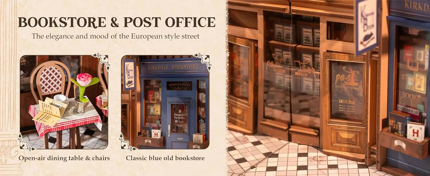 Robotime Arcade Dating Booknook with Dust Cover DIY Miniature Dolls House Kit 3D Wooden Puzzle Bookend Bookshelf Decor Gift