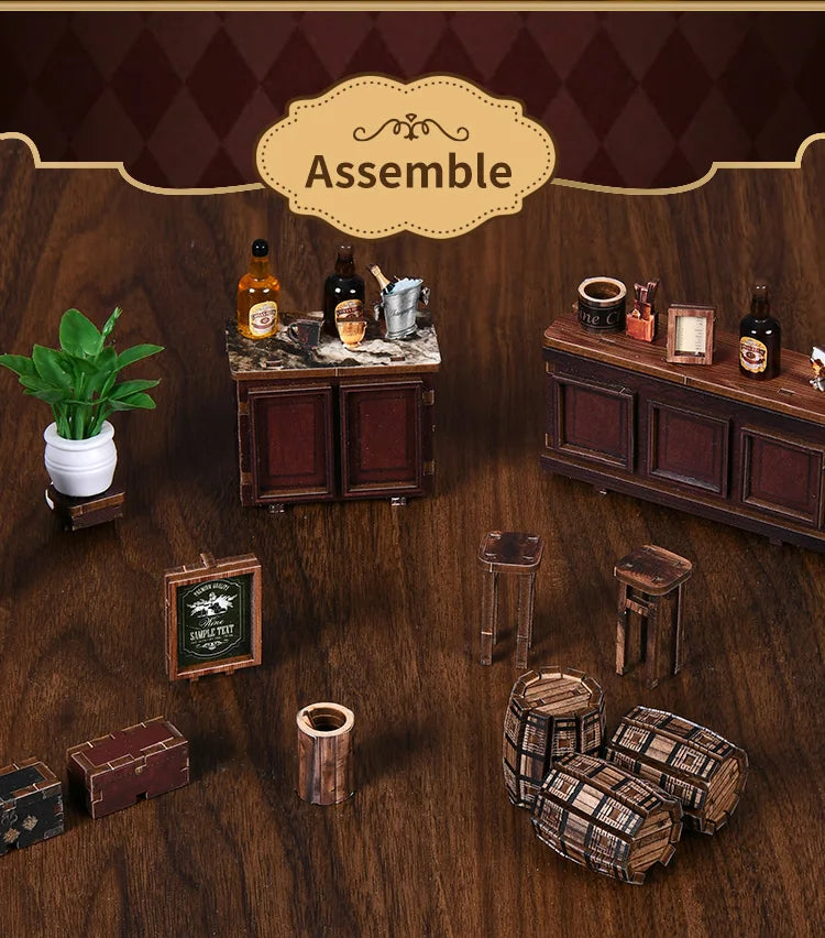 Book Nook Kit DIY Doll House With LED Light Bookshelf Insert Wooden Mini Dollhouse Furniture Light Kit For Birthday Family Gift