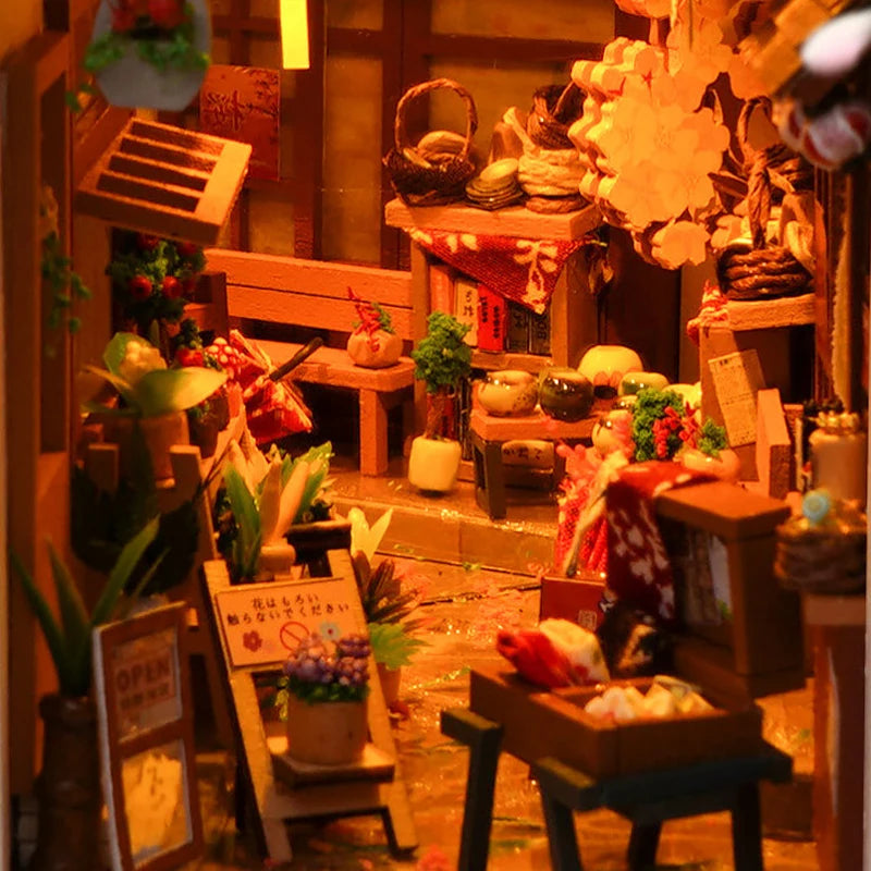 DIY Book Nook Kit Bookend Kit Wooden Doll House Bookshelf Insert Decor With Warm Light 3D Puzzle Assembly Building Model Gifts