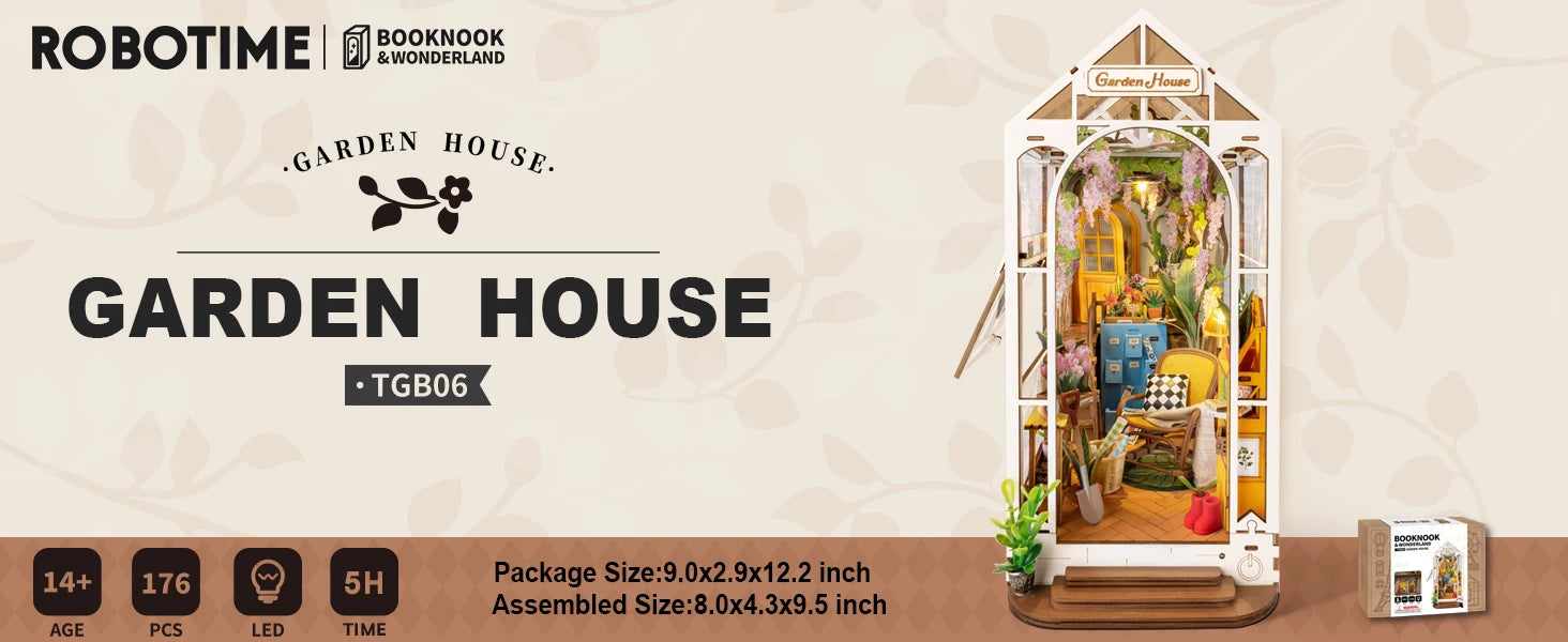 Robotime Rolife DIY Book Nook Wooden Miniature Doll House for Bookshelf Insert Furniture