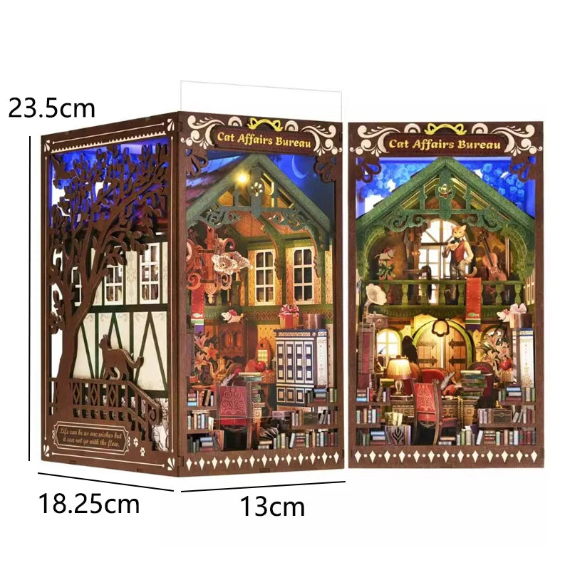 DIY Book Nook Kit Wooden Doll House 3D Puzzle Bookshelf Dollhouse Model Booknook Building Home Decoration For Christmas Gift