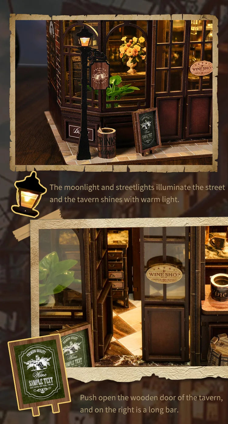 Book Nook Kit DIY Doll House With LED Light Bookshelf Insert Wooden Mini Dollhouse Furniture Light Kit For Birthday Family Gift