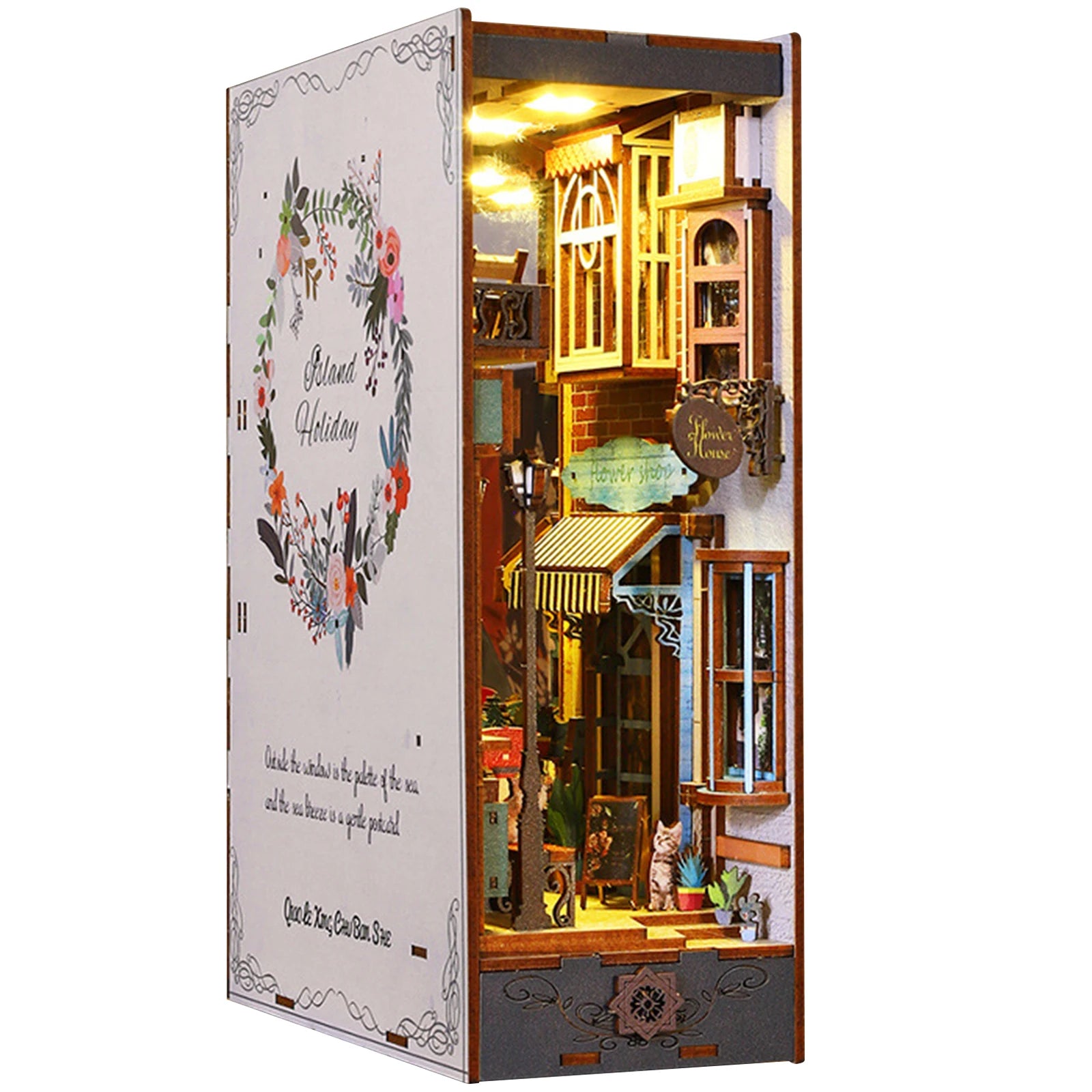 DIY Wooden Book Nook 3D Puzzle Miniature Doll House Kit With Touch Light World Bookshelf Assembly Bookend Eternal Bookstore 2023