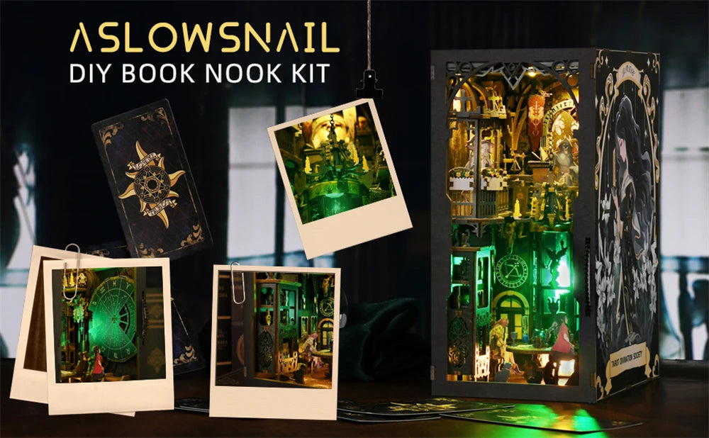 Book Nook Kit Magic House DIY 3D Wooden Puzzle Home Decoration DIY House Kit for Bookshelf Miniature Insert Book Stand Bookshelf