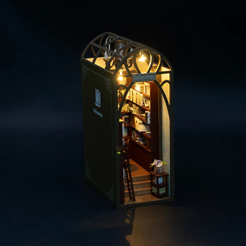 Book Nook Kit DIY Mini 3D Wooden Puzzle Handmade Bookshelf Dollhouse Model Bookend Building Home Decoration Toy Christmas Gifts